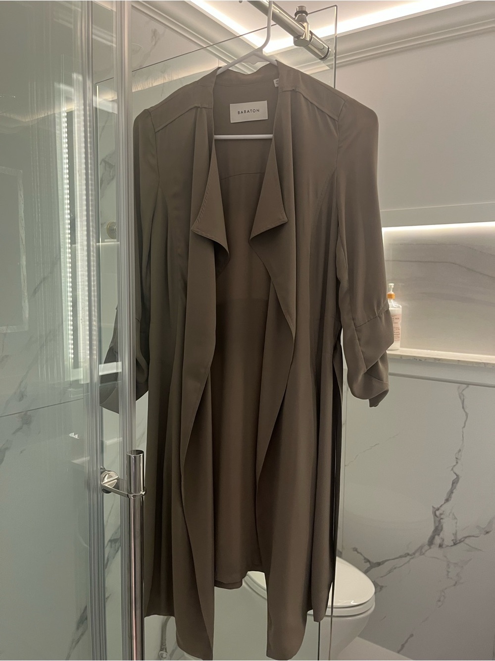 Babaton Olive-Taupe Drape Front Trench Coat